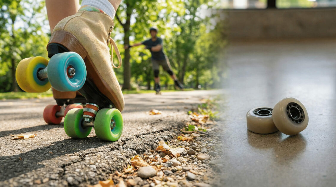 An image showing indoor vs outdoor skate wheels