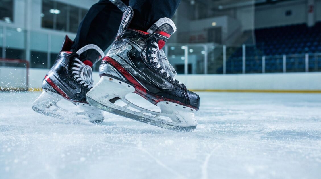 An image of an ice hockey player on ice hockey skates