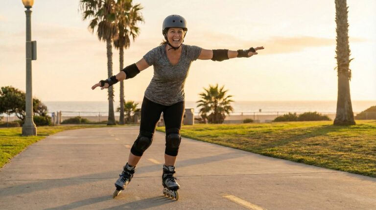 Image of a female adult learning how to skate