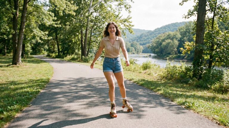 An image of a skater on roller skates outdoors