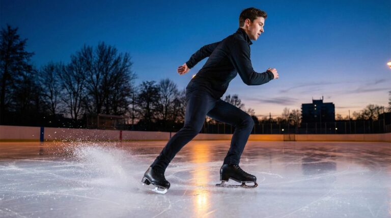 An image showing a man on figure ice skates